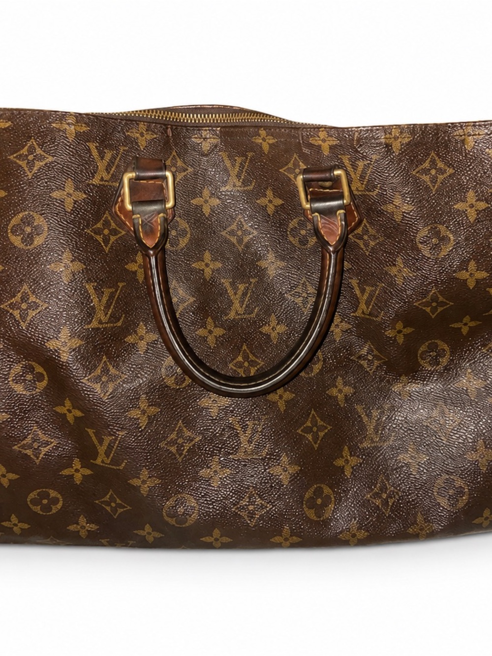 Louis Vuitton Monogram Canvas Tote with Brown Leather Handles